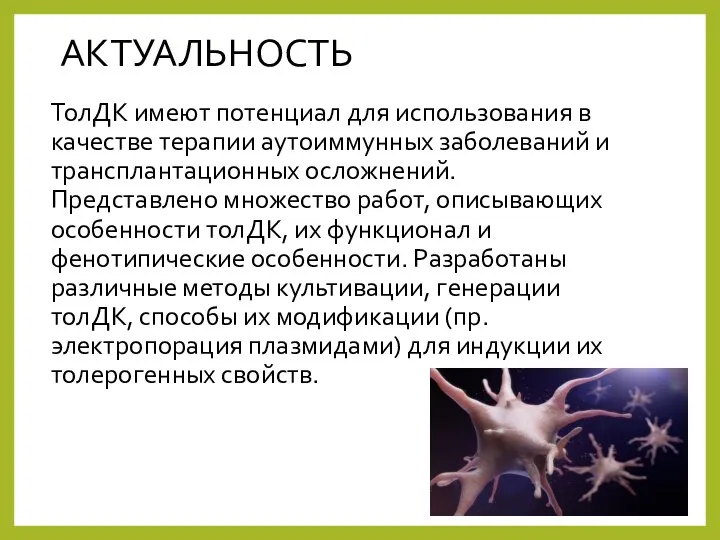 ТолДК имеют потенциал для использования в качестве терапии аутоиммунных заболеваний и трансплантационных