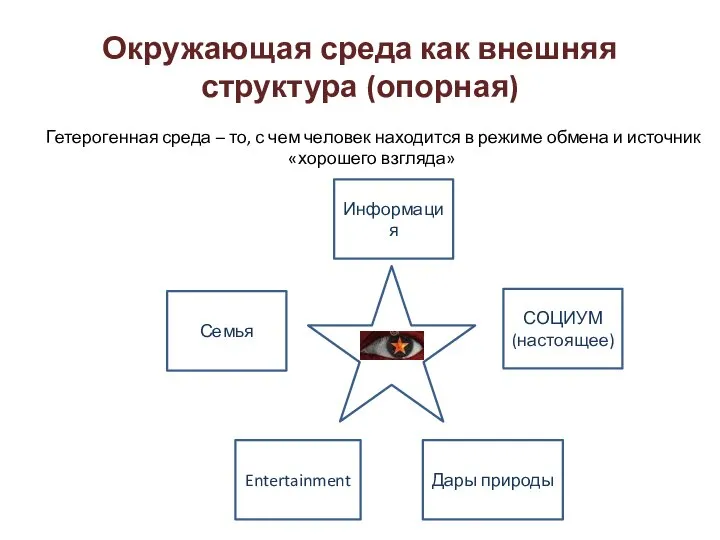 Окружающая среда как внешняя структура (опорная) Гетерогенная среда – то, с чем