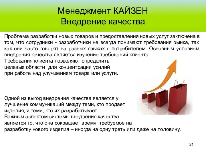 Менеджмент КАЙЗЕН Внедрение качества Проблема разработки новых товаров и предоставления новых услуг