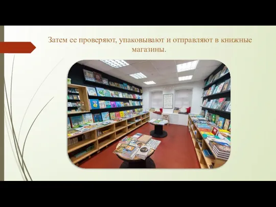 Затем ее проверяют, упаковывают и отправляют в книжные магазины.