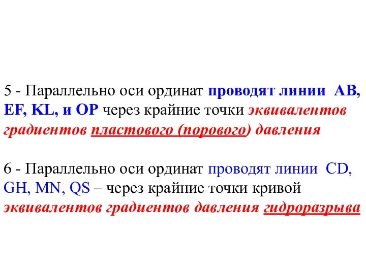 5 - Параллельно оси ординат проводят линии AB, EF, KL, и OP