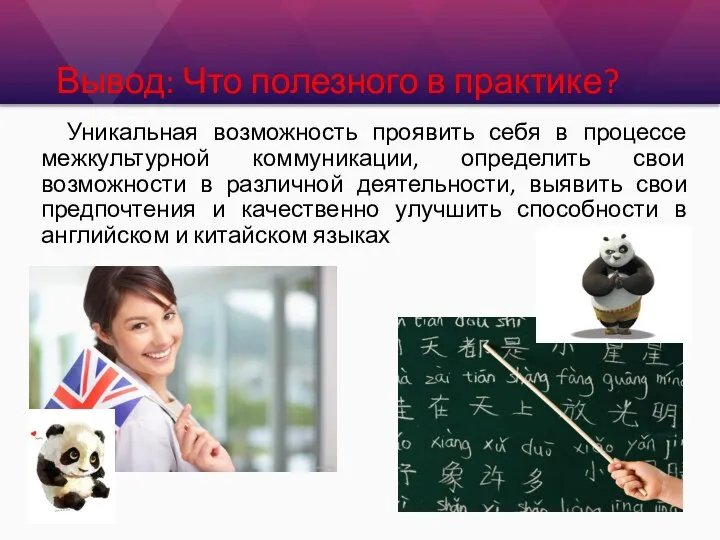 Вывод: Что полезного в практике? Уникальная возможность проявить себя в процессе межкультурной