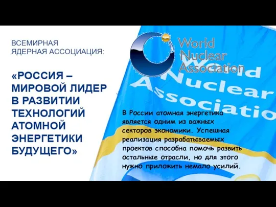 В России атомная энергетика является одним из важных секторов экономики. Успешная реализация