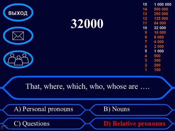 That, where, which, who, whose are …. A) Personal pronouns B) Nouns