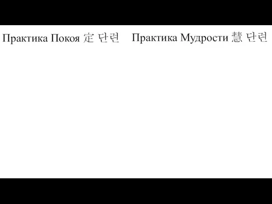 Практика Покоя 定 단련 Практика Мудрости 慧 단련