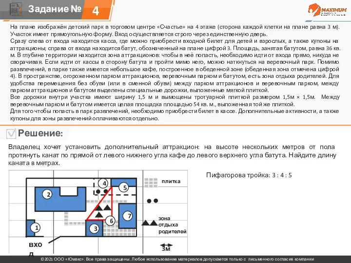 4 На плане изображён детский парк в торговом центре «Счастье» на 4