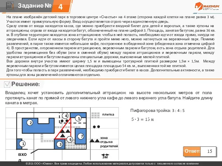 4 На плане изображён детский парк в торговом центре «Счастье» на 4