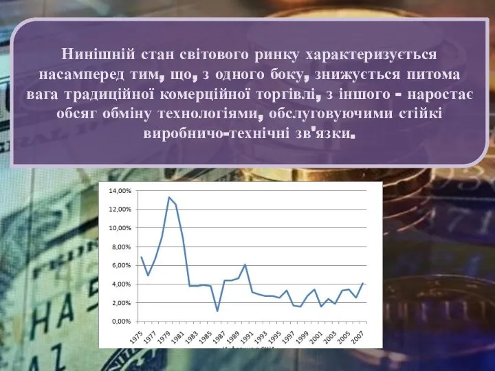 Нинішній стан світового ринку характеризується насамперед тим, що, з одного боку, знижується