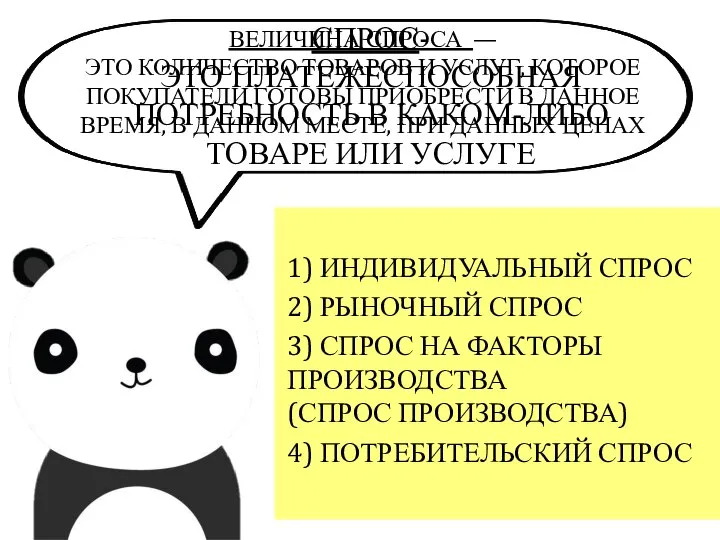 ВЕЛИЧИНА СПРОСА — ЭТО КОЛИЧЕСТВО ТОВАРОВ И УСЛУГ, КОТОРОЕ ПОКУПАТЕЛИ ГОТОВЫ ПРИОБРЕСТИ