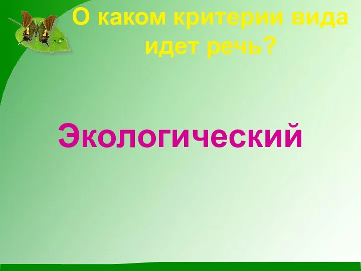 О каком критерии вида идет речь? Экологический