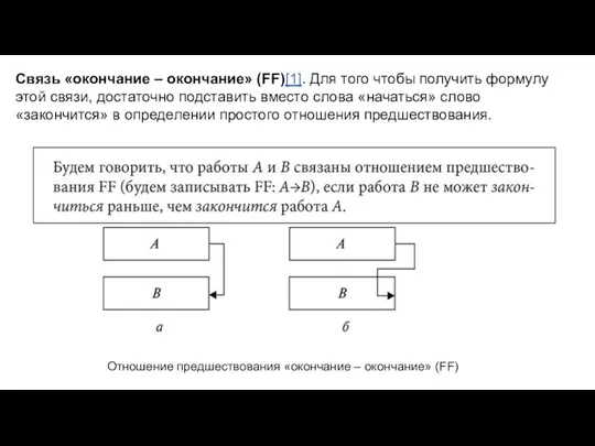 Связь «окончание – окончание» (FF)[1]. Для того чтобы получить формулу этой связи,