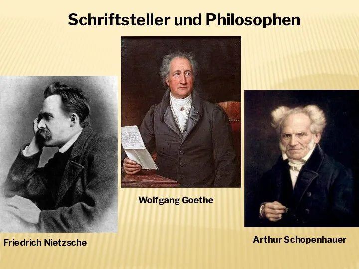 Schriftsteller und Philosophen Friedrich Nietzsche Wolfgang Goethe Arthur Schopenhauer