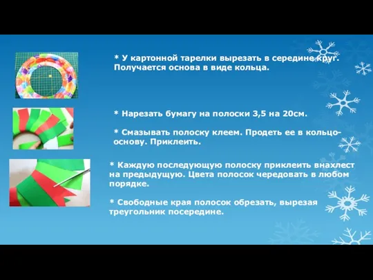 * У картонной тарелки вырезать в середине круг. Получается основа в виде