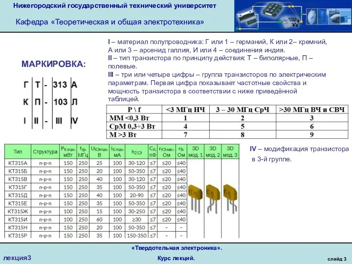 Нижегородский государственный технический университет Кафедра «Теоретическая и общая электротехника» слайд 3 «Твердотельная