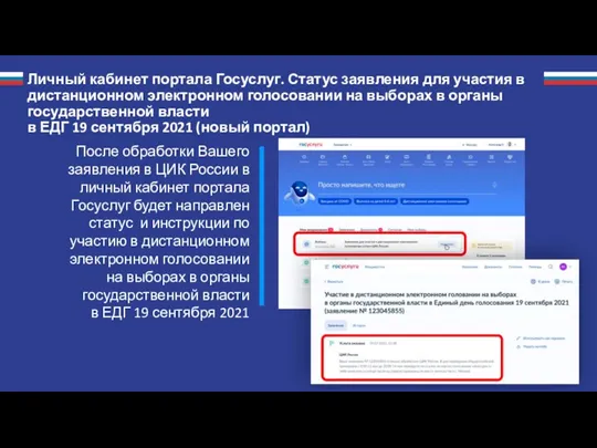 После обработки Вашего заявления в ЦИК России в личный кабинет портала Госуслуг