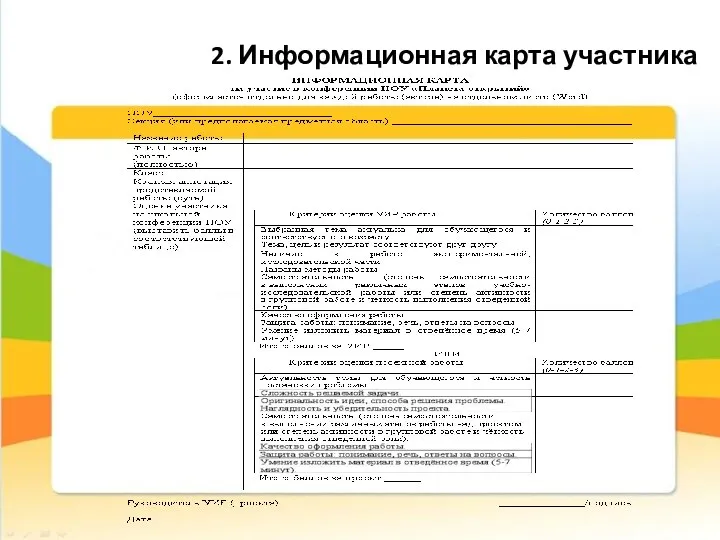 2. Информационная карта участника