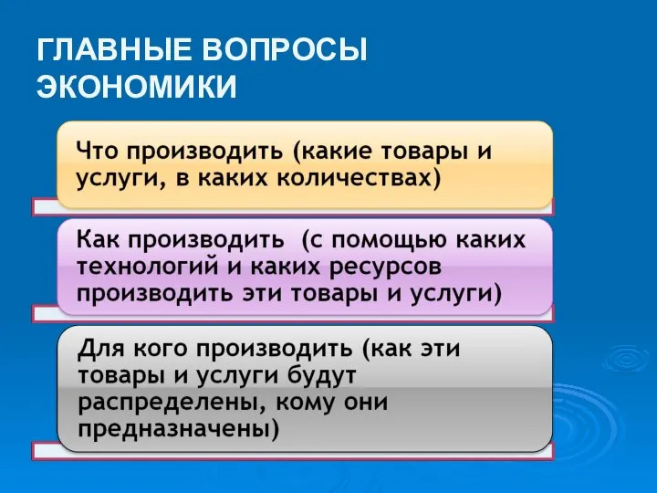 ГЛАВНЫЕ ВОПРОСЫ ЭКОНОМИКИ