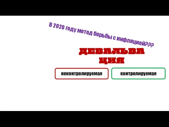 ДЕВАЛЬВАЦИЯ контролируемая неконтролируемая В 2020 году метод борьбы с инфляцией???