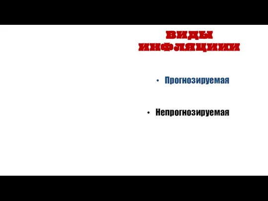 ВИДЫ ИНФЛЯЦИИИ Прогнозируемая Непрогнозируемая