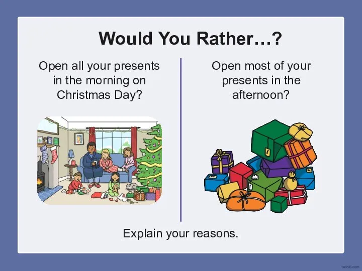Would You Rather…? Open all your presents in the morning on Christmas
