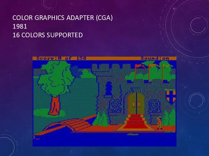 COLOR GRAPHICS ADAPTER (CGA) 1981 16 COLORS SUPPORTED