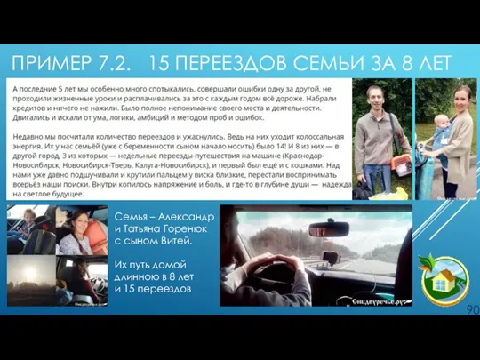 ПРИМЕР 7.2. 15 ПЕРЕЕЗДОВ СЕМЬИ ЗА 8 ЛЕТ Семья – Александр и