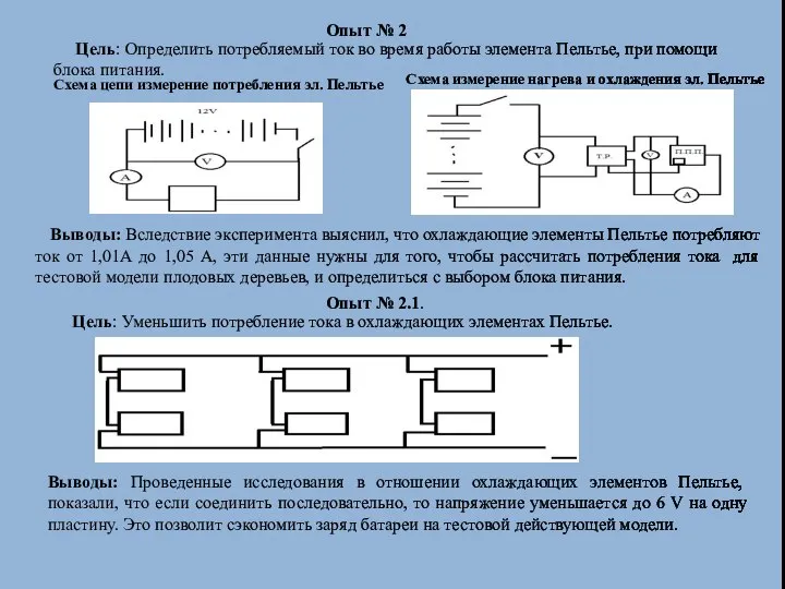 Опыт № 2 Цель: Определить потребляемый ток во время работы элемента Пельтье,