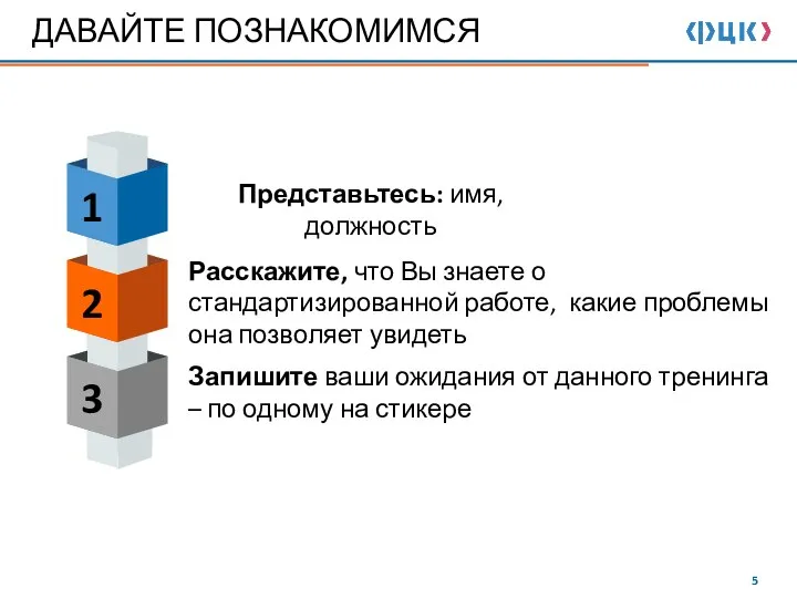 1 2 3 Представьтесь: имя, должность Расскажите, что Вы знаете о стандартизированной