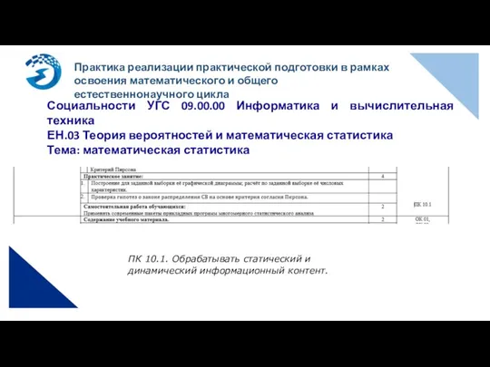 Практика реализации практической подготовки в рамках освоения математического и общего естественнонаучного цикла