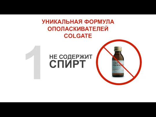 1 НЕ СОДЕРЖИТ УНИКАЛЬНАЯ ФОРМУЛА ОПОЛАСКИВАТЕЛЕЙ COLGATE СПИРТ