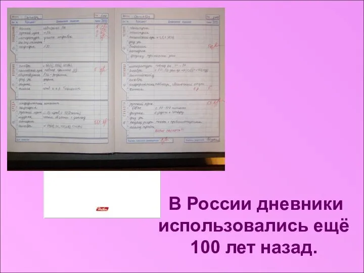 ДНЕВНИК В России дневники использовались ещё 100 лет назад.