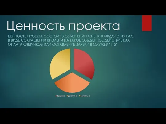 Ценность проекта ЦЕННОСТЬ ПРОЕКТА СОСТОИТ В ОБЛЕГЧЕНИИ ЖИЗНИ КАЖДОГО ИЗ НАС, В