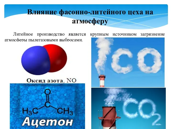 Влияние фасонно-литейного цеха на атмосферу Литейное производство является крупным источником загрязнение атмосферы пылегазовыми выбросами.