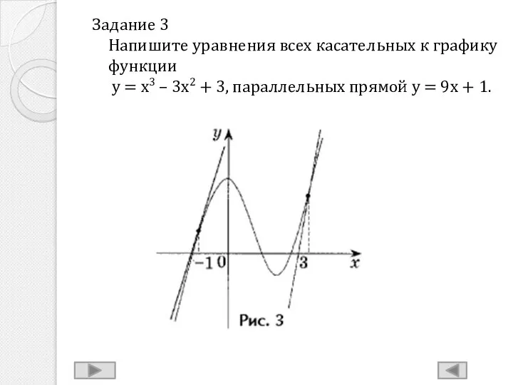 Задание 3 Напишите уравнения всех касательных к графику функции y = x3