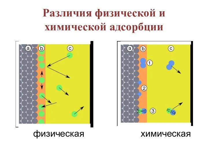 Различия физической и химической адсорбции физическая химическая