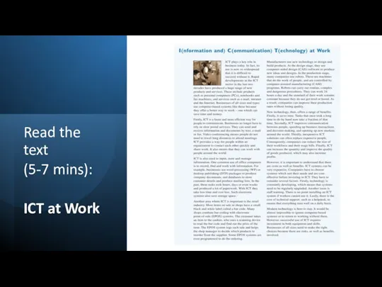 Read the text (5-7 mins): ICT at Work