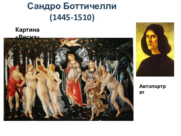 Сандро Боттичелли (1445-1510) Картина «Весна» Автопортрет