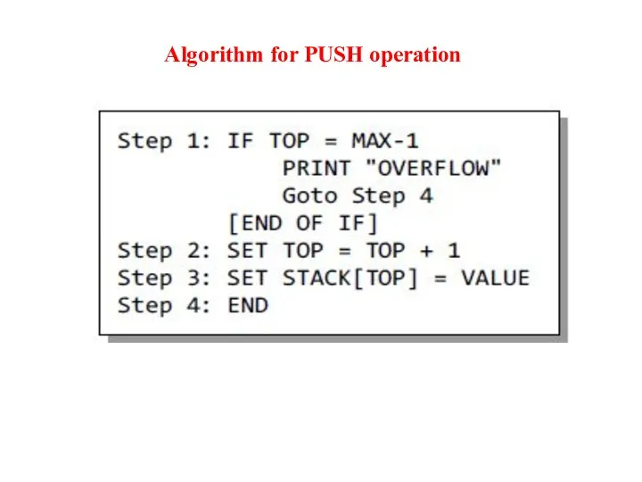 Algorithm for PUSH operation