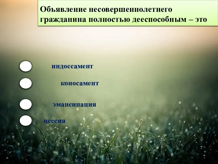 Объявление несовершеннолетнего гражданина полностью дееспособным – это индоссамент коносамент эмансипация цессия