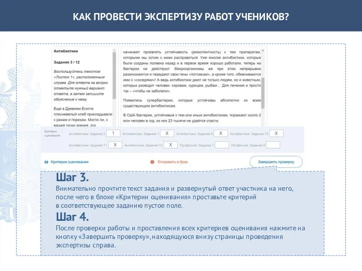 КАК ПРОВЕСТИ ЭКСПЕРТИЗУ РАБОТ УЧЕНИКОВ? Шаг 3. Внимательно прочтите текст задания и