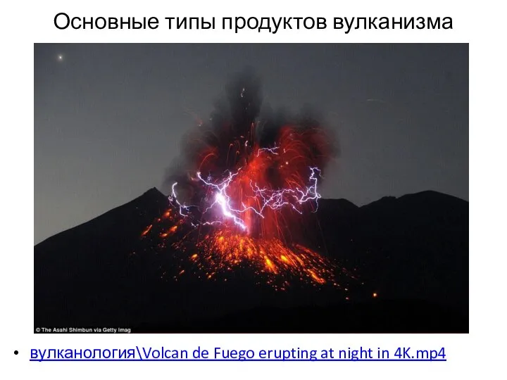 Основные типы продуктов вулканизма вулканология\Volcan de Fuego erupting at night in 4K.mp4