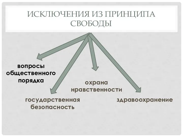 ИСКЛЮЧЕНИЯ ИЗ ПРИНЦИПА СВОБОДЫ вопросы общественного порядка государственная безопасность здравоохранение охрана нравственности