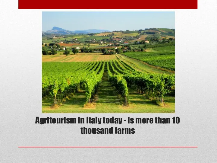 Agritourism in Italy today - is more than 10 thousand farms