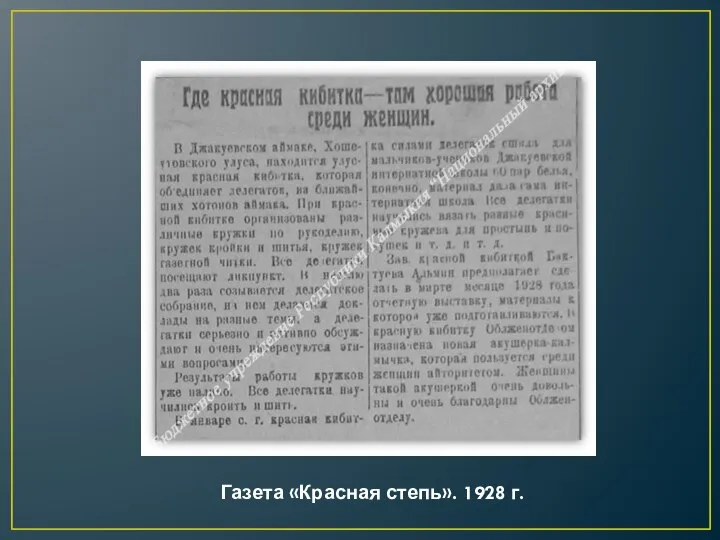 Газета «Красная степь». 1928 г.