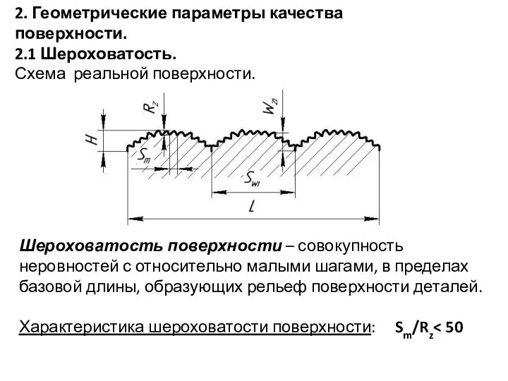 2. Геометрические параметры качества поверхности. 2.1 Шероховатость. Схема реальной поверхности. Шероховатость поверхности