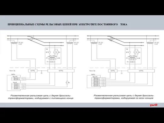 ПРИНЦИПИАЛЬНЫЕ СХЕМЫ РЕЛЬСОВЫХ ЦЕПЕЙ ПРИ ЭЛЕКТРОТЯГЕ ПОСТОЯННОГО ТОКА