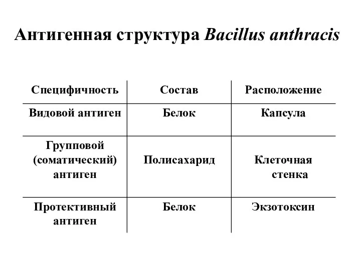Антигенная структура Bacillus anthracis