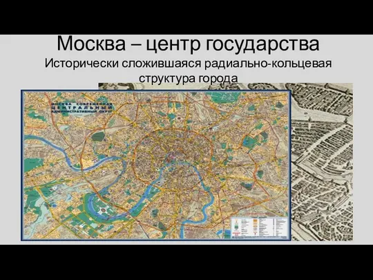 Москва – центр государства Исторически сложившаяся радиально-кольцевая структура города