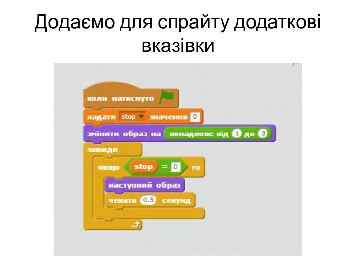 Додаємо для спрайту додаткові вказівки