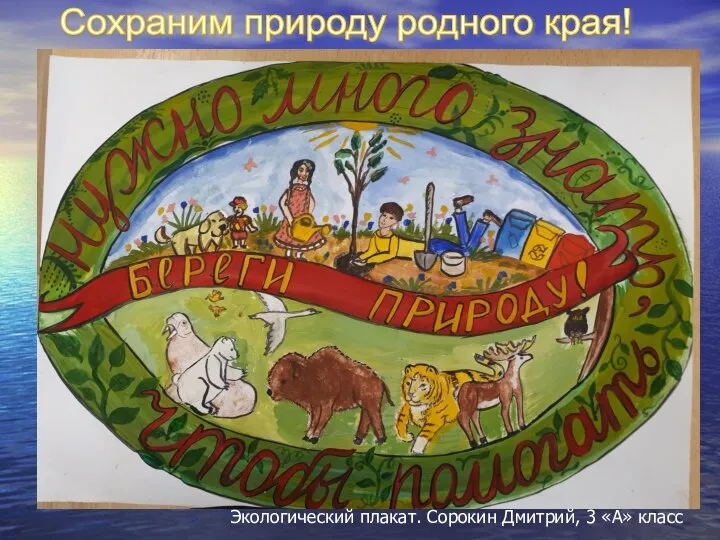 Сохраним природу родного края! Экологический плакат. Сорокин Дмитрий, 3 «А» класс